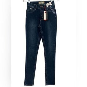 Cyclon Premium Denim Women's High Waist Button Skinny Jeans Size 5 Dark Blue(739